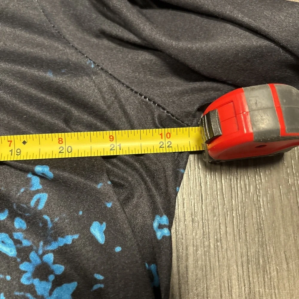 Women's Black Blue Floral Ombre Long Sleeve Faux Button Shirt Size XL - Picture 5 of 6